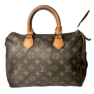 LOUIS VUITTON LV Brown Monogram Speedy 25 Boston Bag With LV Dust Bag Lock/Key